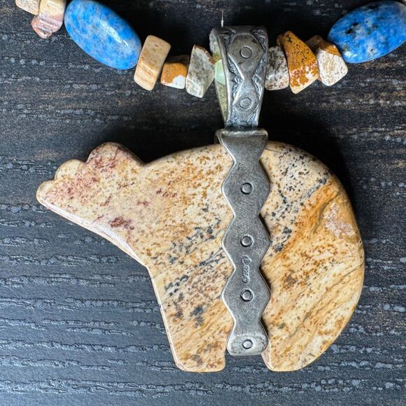 Carolyn Pollack Relios Sterling Silver Jasper Bear Pendant Necklace Southwestern - Picture 14 of 16